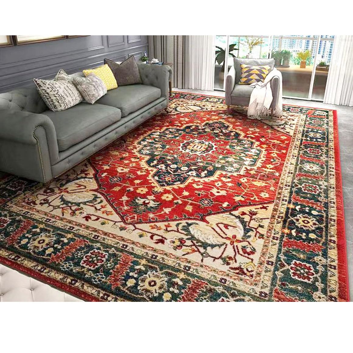 ペルシャ絨毯、装飾的な動物ラグマット Amazon｜[NHYGDY] ペルシャ絨毯